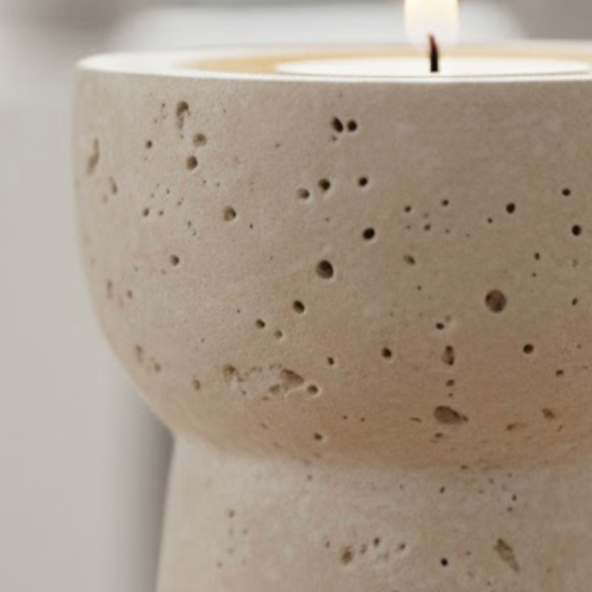 Travertine Candle Holder – Natural Stone Elegance