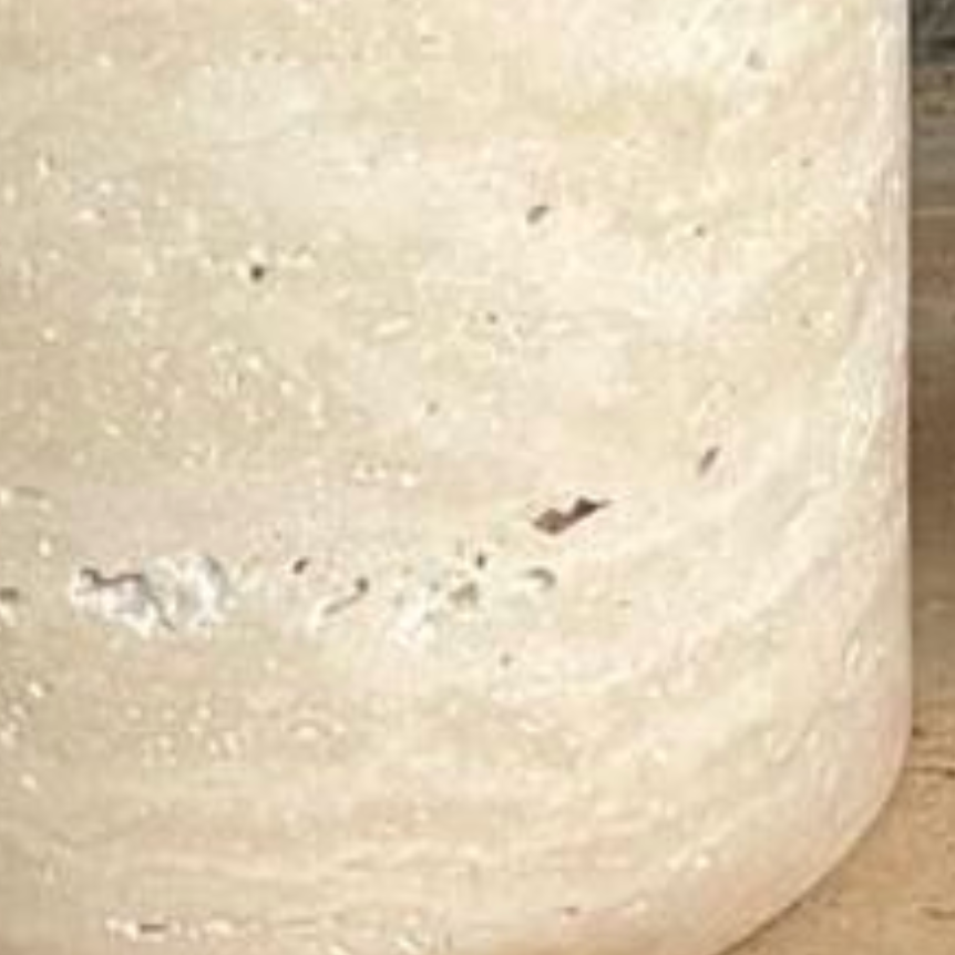 Light Travertine Bathroom & Kitchen Set with Floral Tray (3 Pieces, Handcrafted)