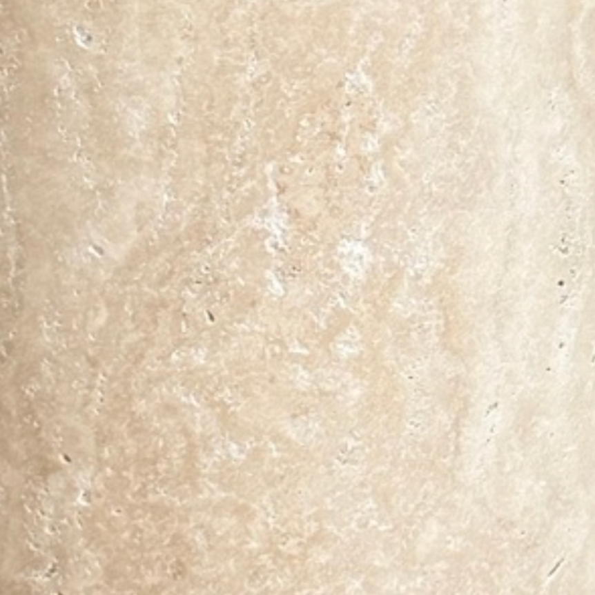 Travertine Bathroom Set – Waste Bin & Toilet Brush Holder with Silver Details (2 Pieces, Handcrafted)