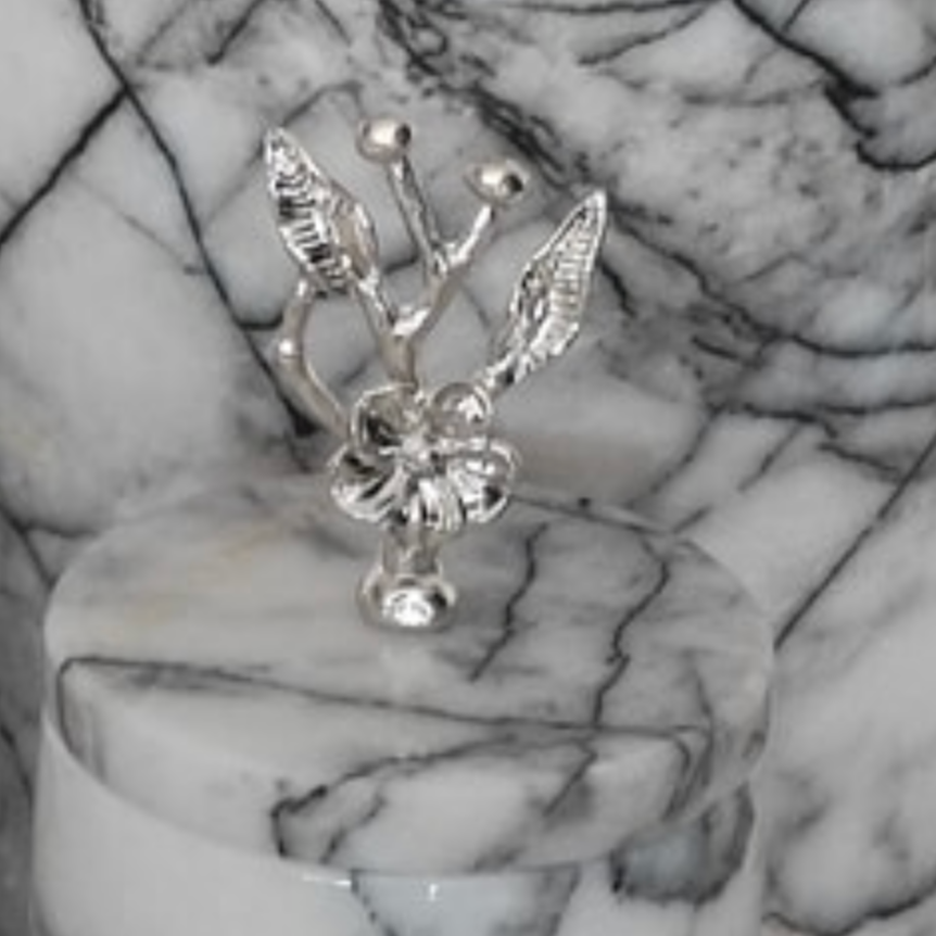 Lilac Marble Bathroom Set with Silver Detail (4 Pieces, Handcrafted)