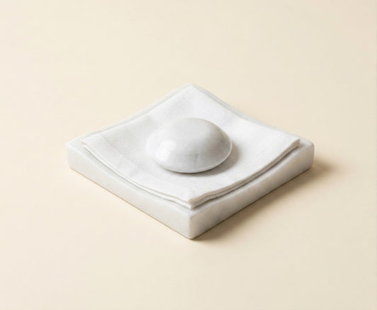 White Marble Natural Stone Napkin Holder – Square Minimal Design