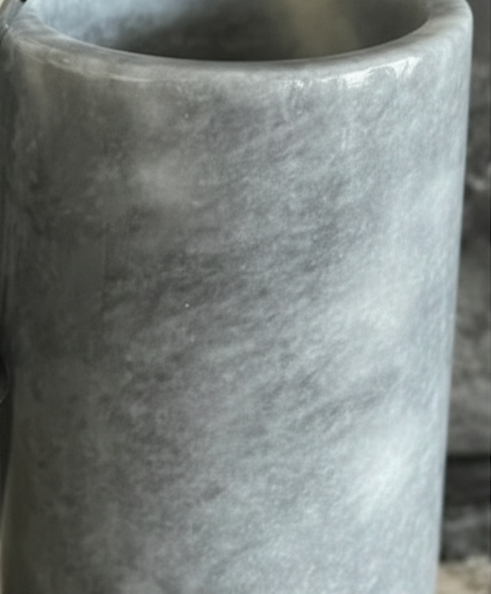 Grey Natural Marble Toilet Brush Holder – Silver Handle