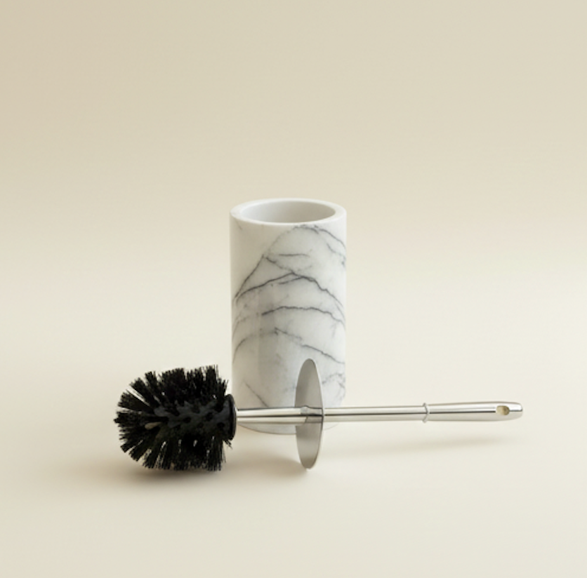 Lilac Natural Marble Toilet Brush Holder – Silver Handle
