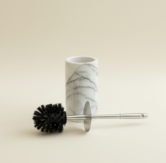 Lilac Natural Marble Toilet Brush Holder – Silver Handle