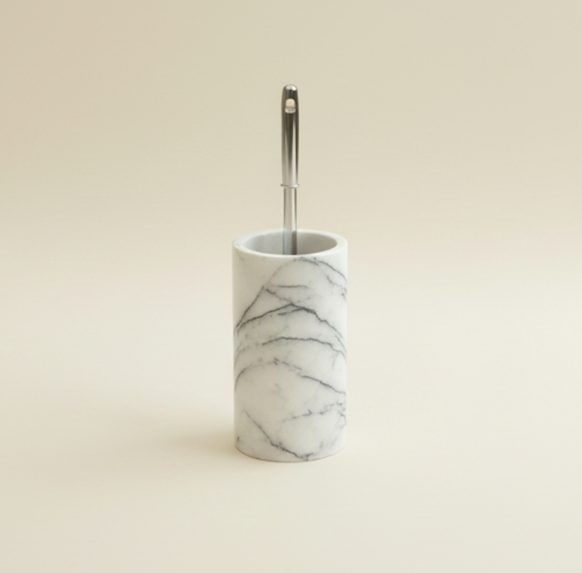 Lilac Natural Marble Toilet Brush Holder – Silver Handle