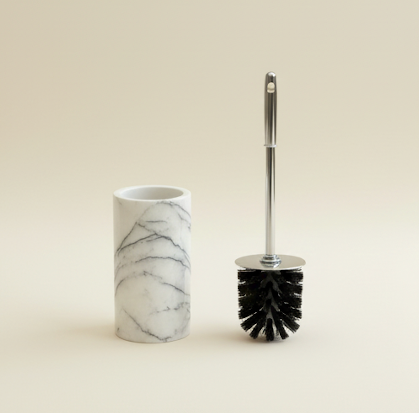 Lilac Natural Marble Toilet Brush Holder – Silver Handle