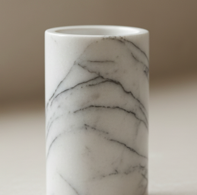 Lilac Natural Marble Toilet Brush Holder – Silver Handle