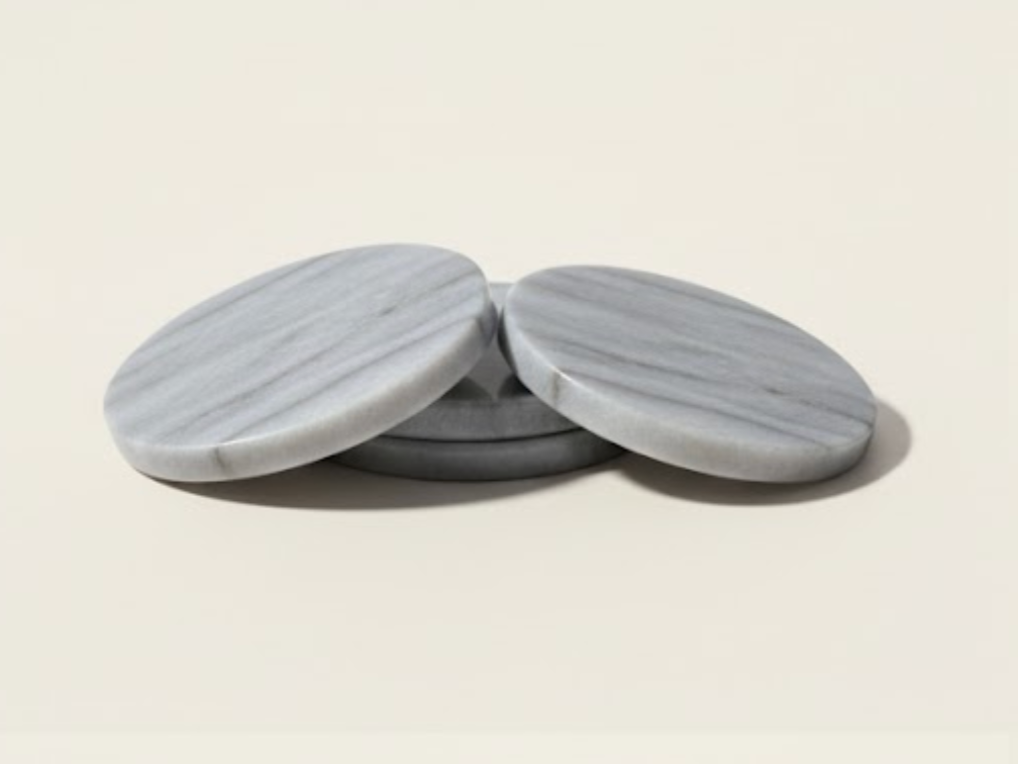 Grey Natural Marble Coaster Set