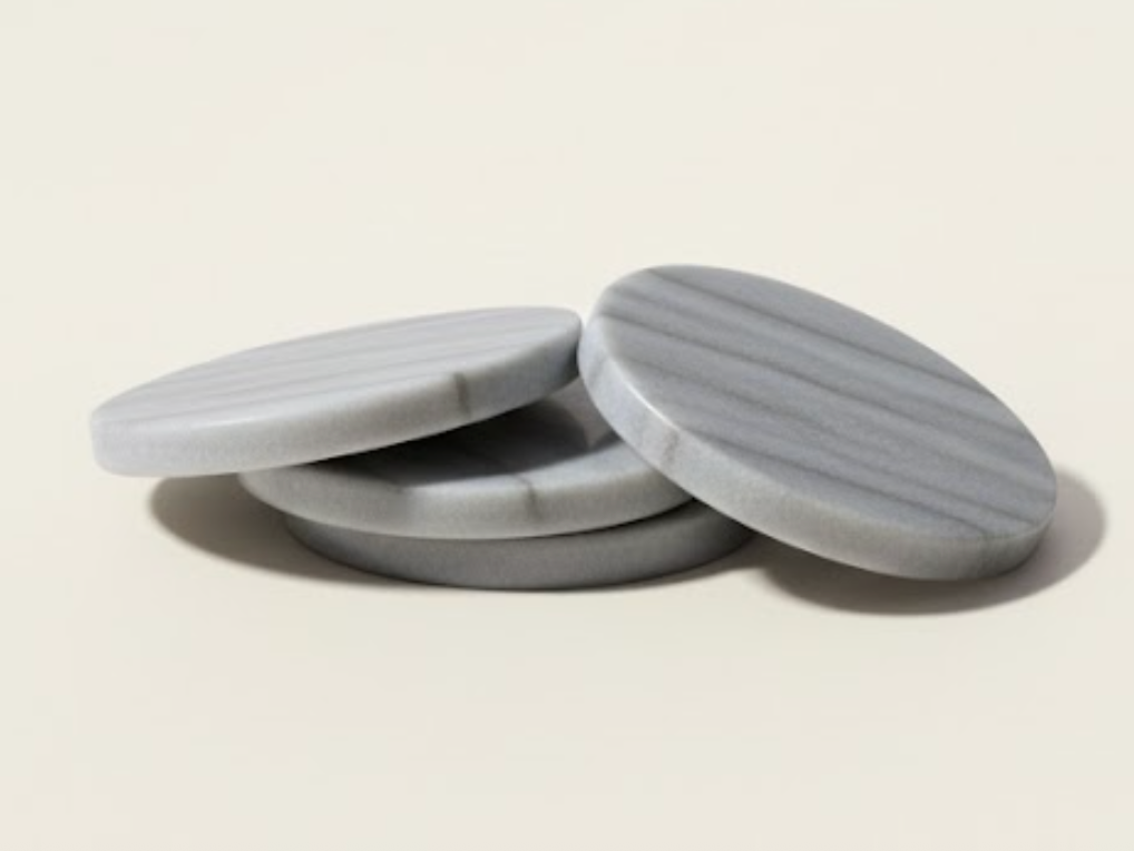Grey Natural Marble Coaster Set