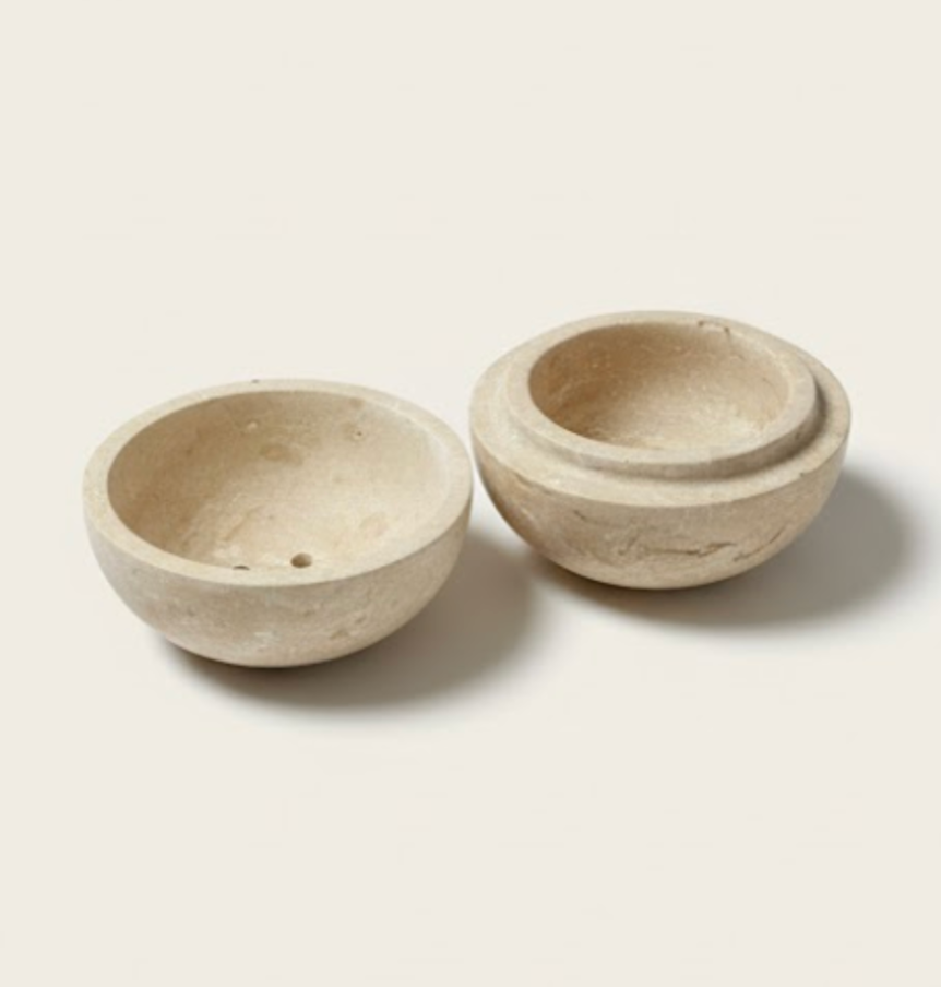 Travertine Round Incense Burner & Oil Burner – Handcrafted