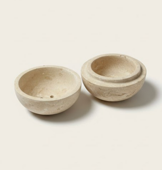 Travertine Round Incense Burner & Oil Burner – Handcrafted