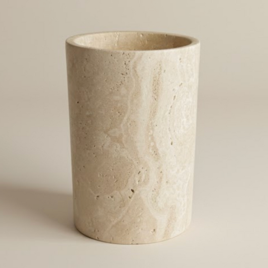Travertine Natural Stone Vase – Handcrafted