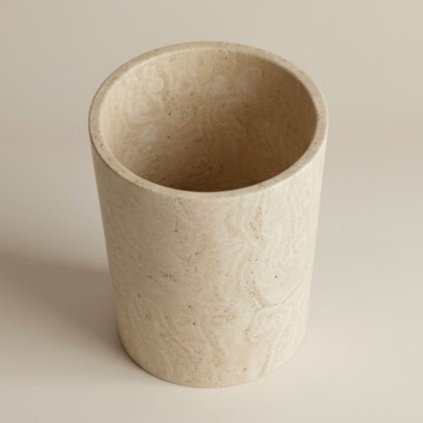 Travertine Natural Stone Vase – Handcrafted