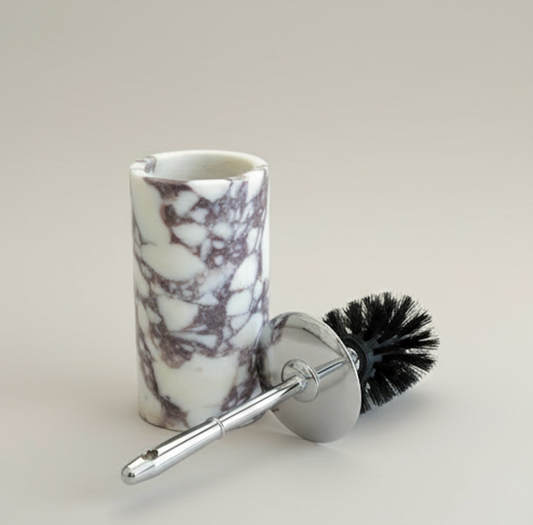 Violet Natural Marble Toilet Brush Holder – Silver Handle