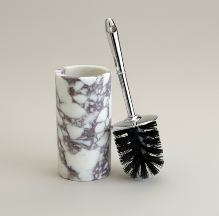 Violet Natural Marble Toilet Brush Holder – Silver Handle