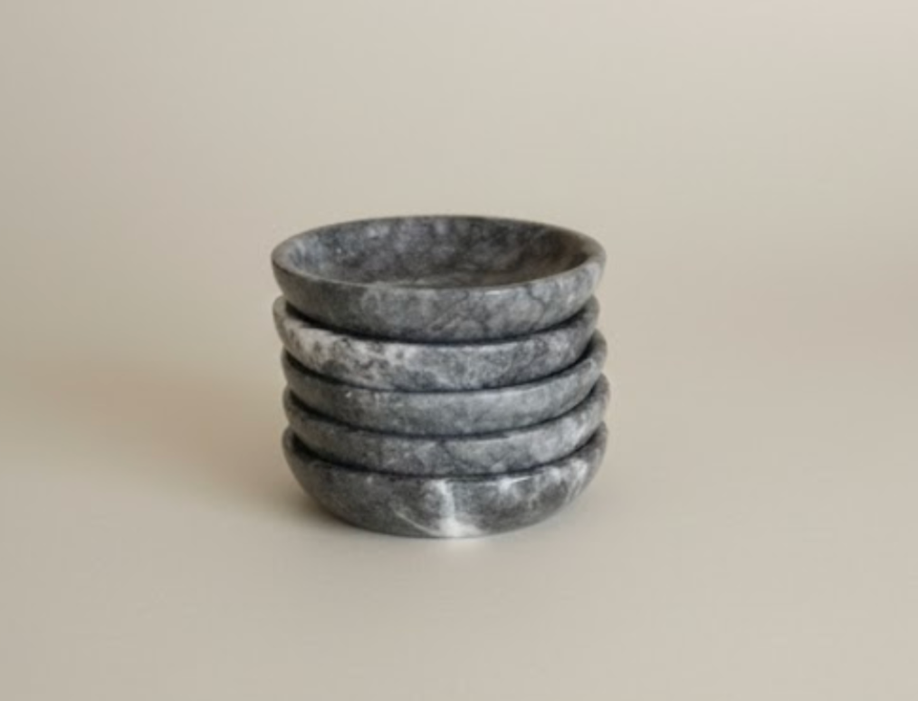 Black Natural Marble Tea Plate Set – 6 Pieces