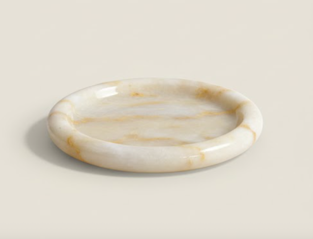 Honey Onyx Marble Saucer – Handcrafted Serving Plate