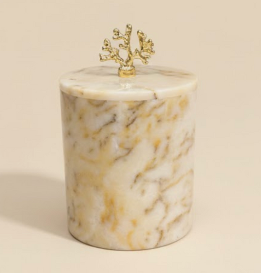 Honey Onyx Marble Waste Bin with Silver Handle – Lid Design