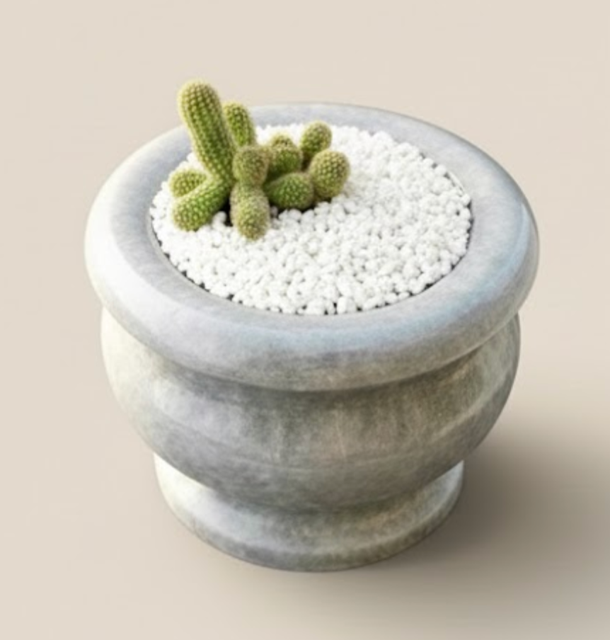 Smoke Grey Natural Marble Planter – Handcrafted