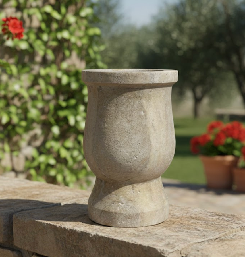 Travertine Natural Stone Planter – Handcrafted