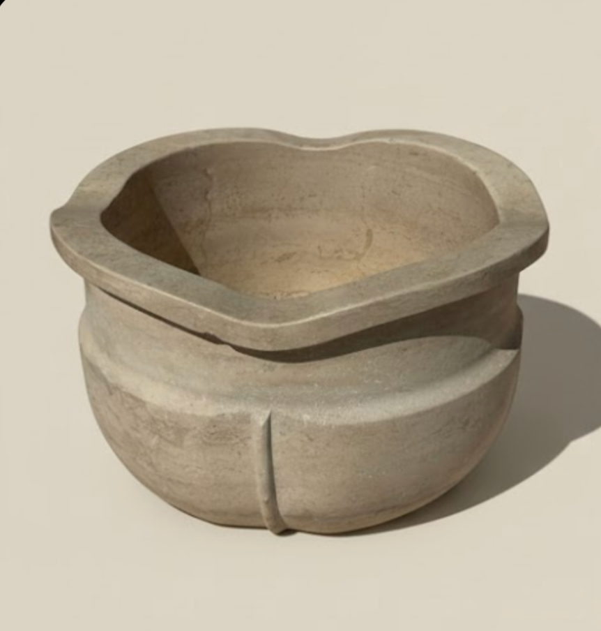 Travertine Natural Stone Planter – Handcrafted