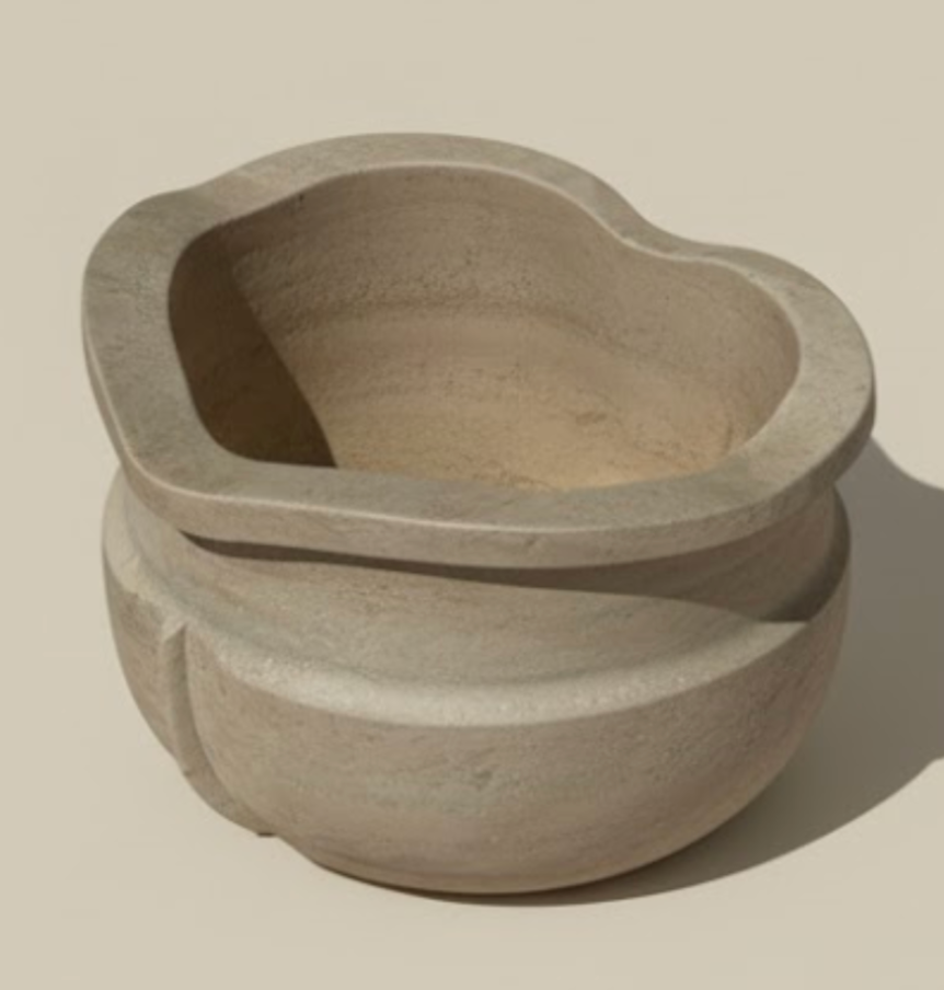 Travertine Natural Stone Planter – Handcrafted