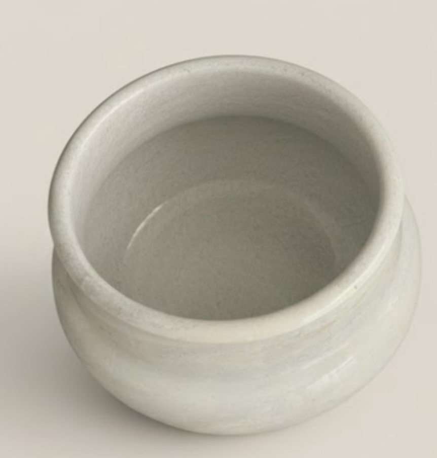 White Natural Marble Planter / Bowl – Handcrafted