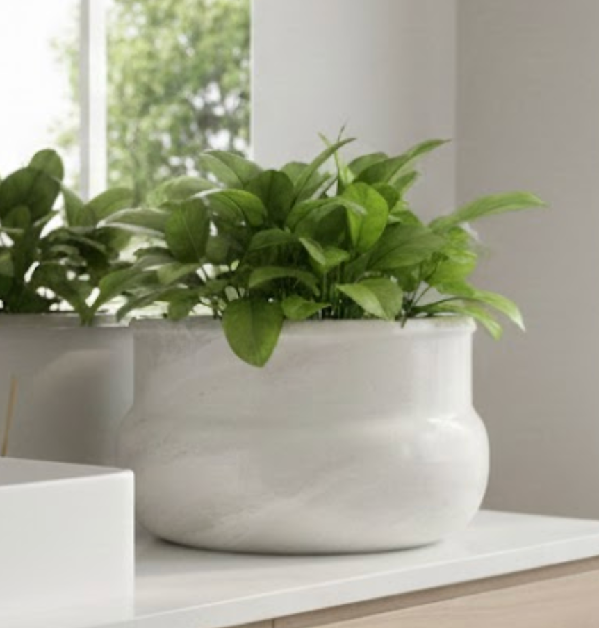 White Natural Marble Planter / Bowl – Handcrafted