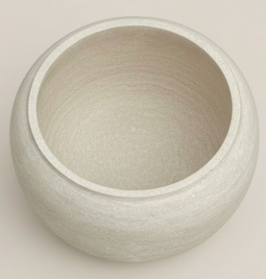 Travertine Pumpkin-Shaped Planter / Bowl – Handcrafted