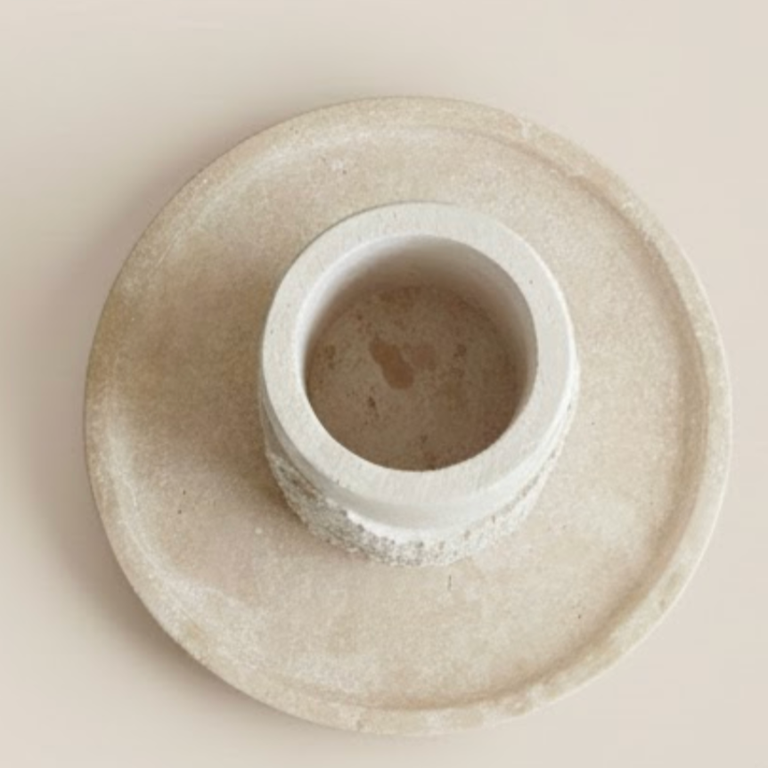 Travertine Vase & Tray Set – Set of 2