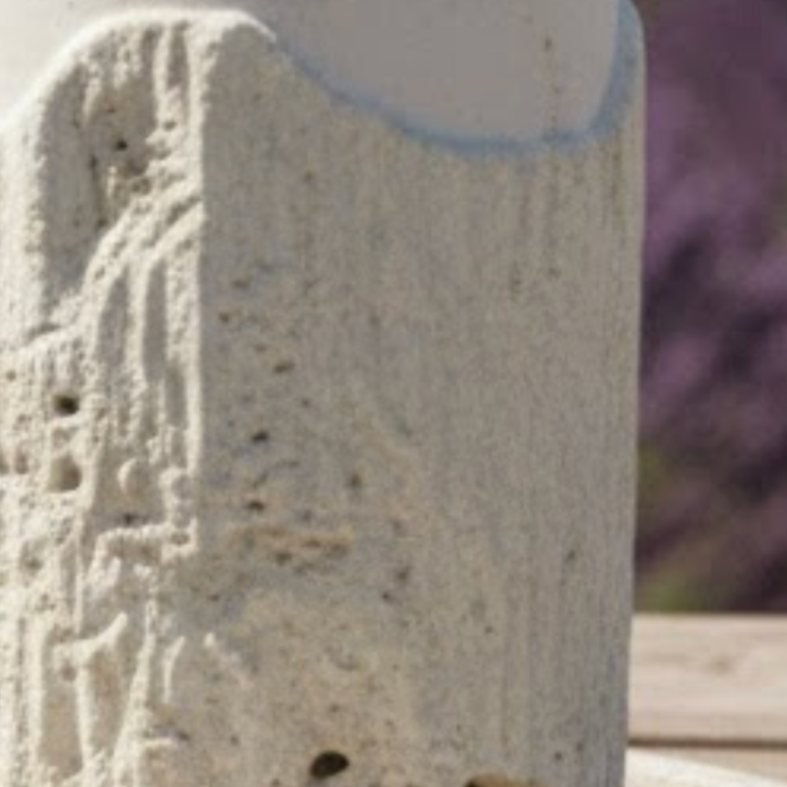 Travertine Vase & Tray Set – Set of 2