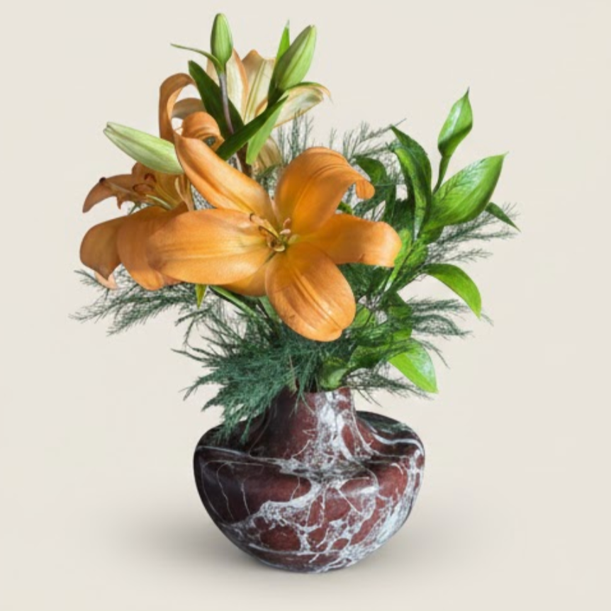 Cherry Marble Vase – Handcrafted