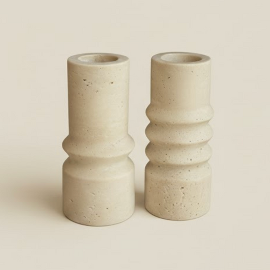 Travertine Vase Set – Set of 2