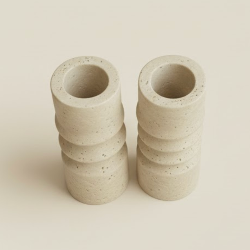 Travertine Vase Set – Set of 2