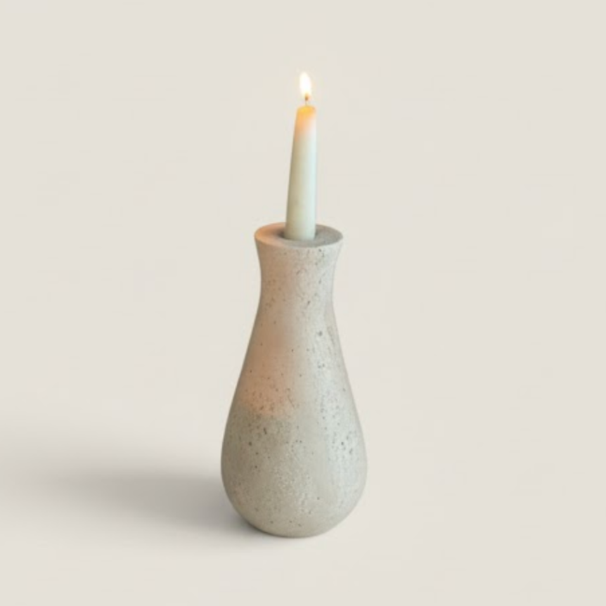 Travertine Natural Stone Candle Holder & Vase Set – 4 Pieces