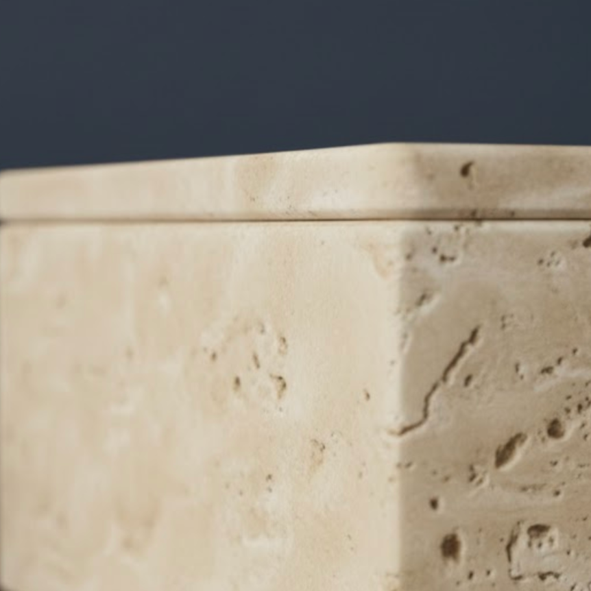 Travertine Natural Stone Decorative Storage Box – Handcrafted