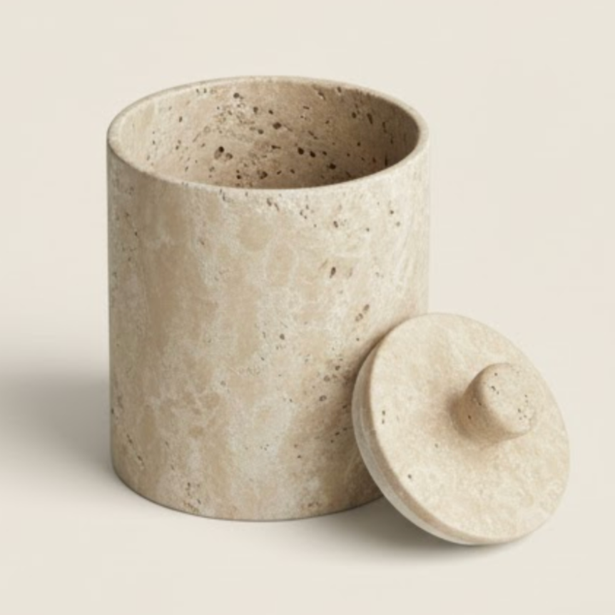 Travertine Natural Stone Multi-Purpose Decorative Storage Box – Handcrafted