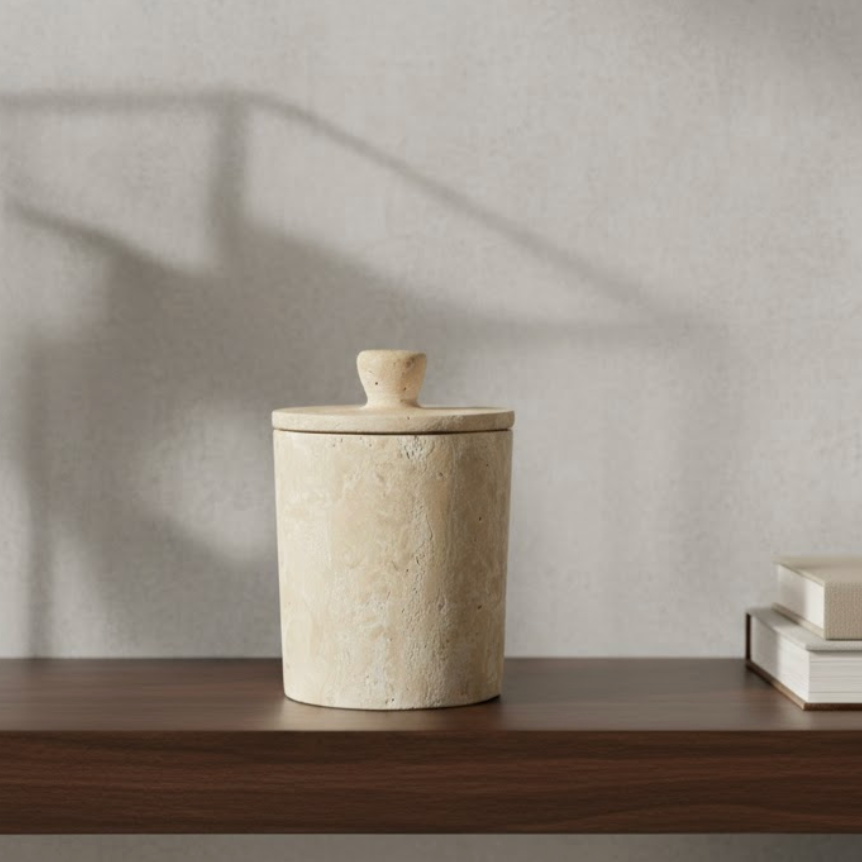 Travertine Natural Stone Multi-Purpose Decorative Storage Box – Handcrafted