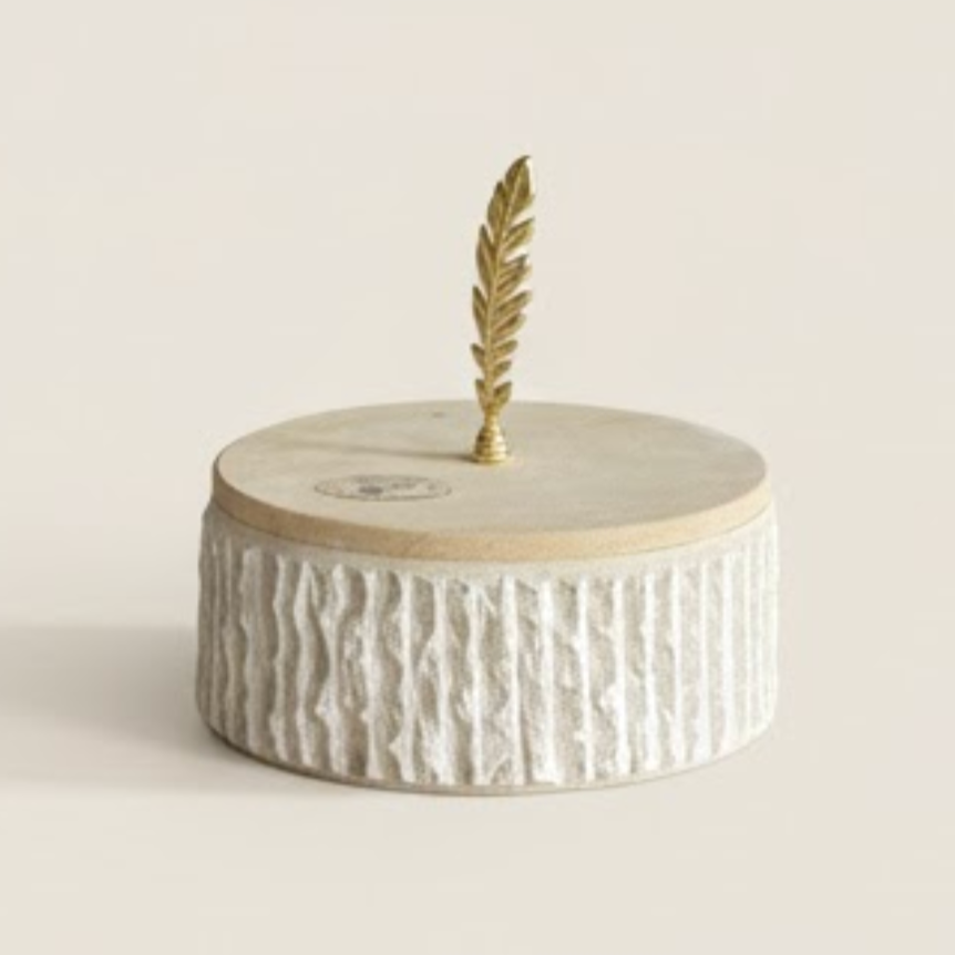 Natural Marble Decorative Tray, Lidded Box & Bowl Set – 3 Pieces