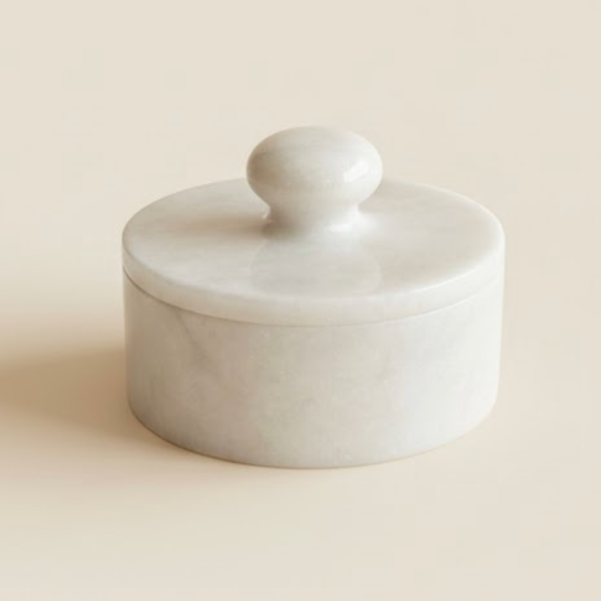 White Marble Decorative Storage Box & Candy Dish – Handcrafted