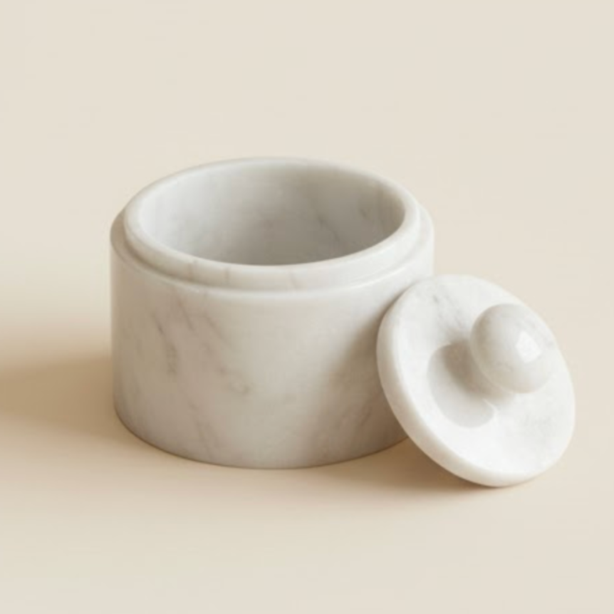 White Marble Decorative Storage Box & Candy Dish – Handcrafted