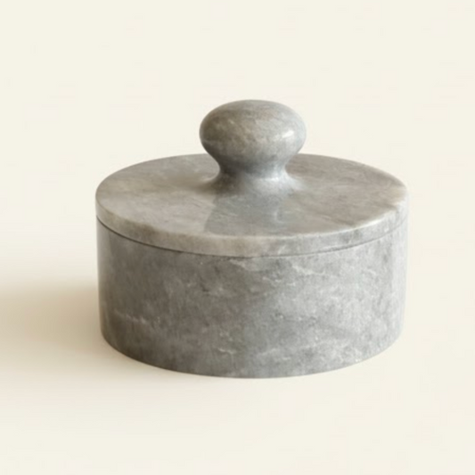 Gray Marble Decorative Storage Box & Candy Dish – Handcrafted