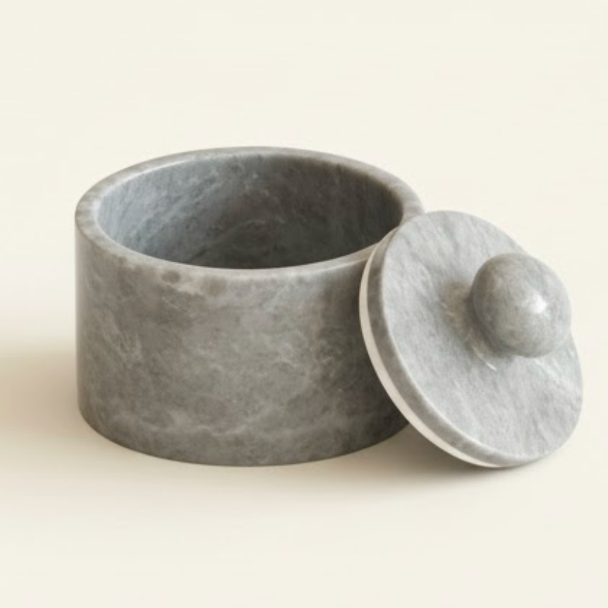 Gray Marble Decorative Storage Box & Candy Dish – Handcrafted