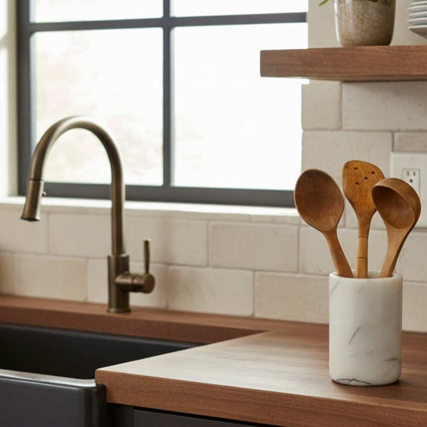 Lilac Marble Spoon Rest – Handcrafted