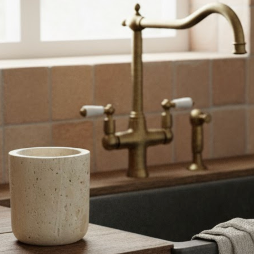 Travertine Natural Stone Multi-Purpose Holder – Handcrafted