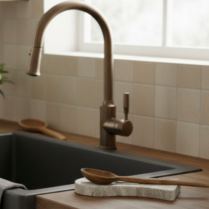 Silver Travertine Spoon Rest – Handcrafted