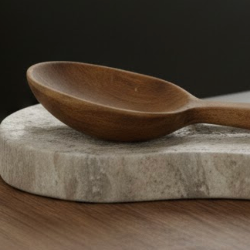 Silver Travertine Spoon Rest – Handcrafted