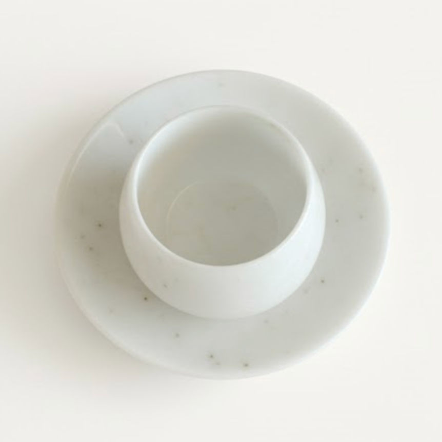 White Marble Coffee Cup & Saucer Set – Set of 6