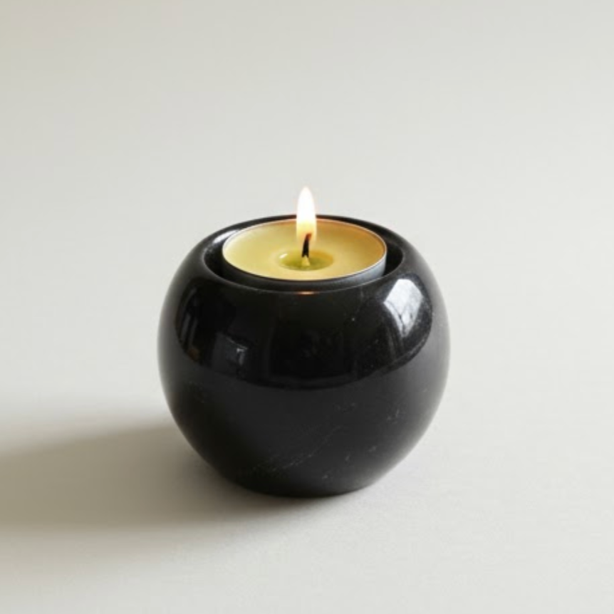 Natural Marble Candle Holder Set – Set of 3 (White, Gray & Black)