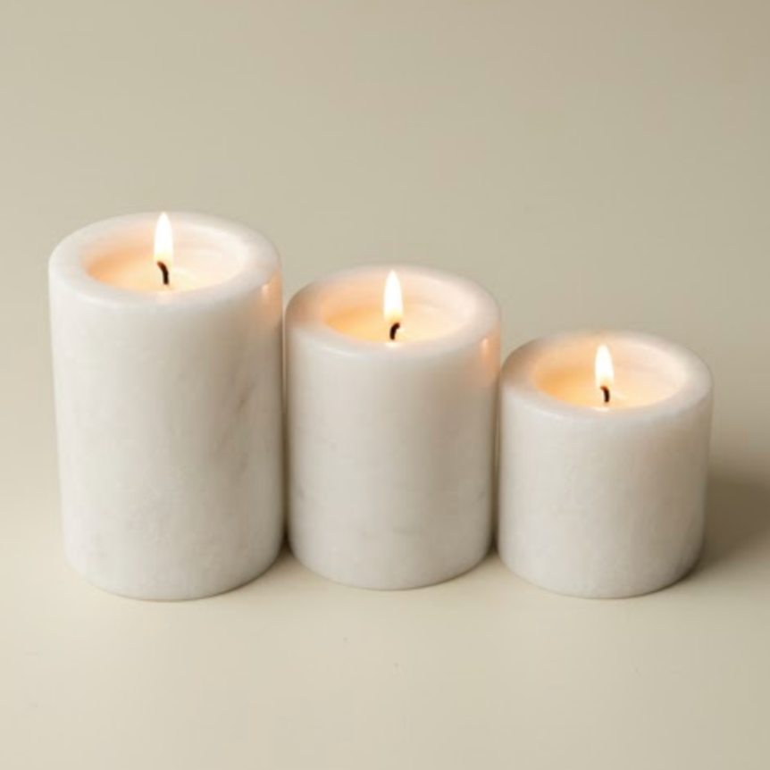 White Marble Candle Holder Set – Set of 3